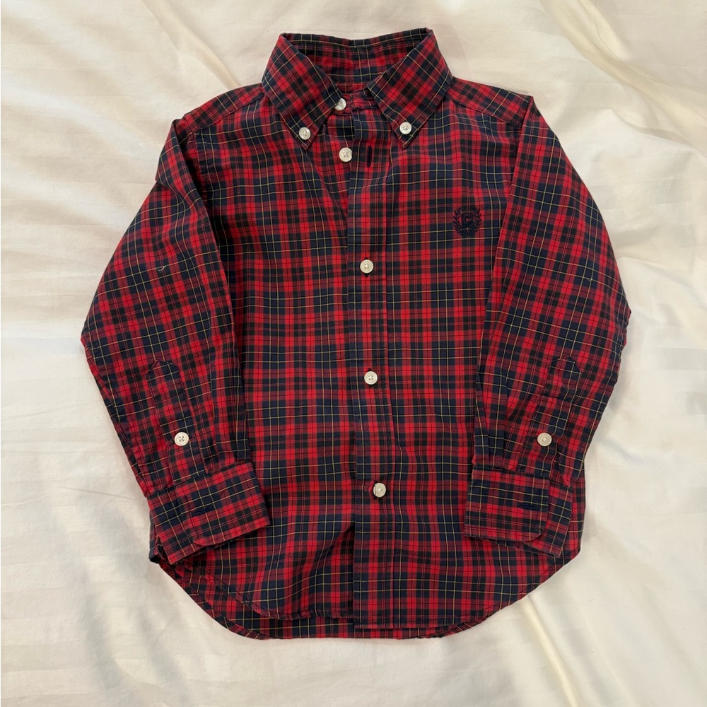 Chaps Red and Black Plaid Button Down Shirt